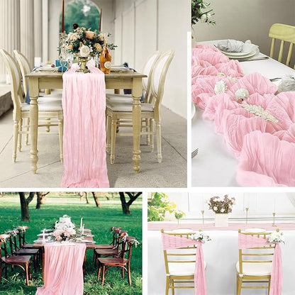 4 Pack Light Pink Cheesecloth Table Runner 20 x 120 inch Gauze Table Runners 10 - Image 6
