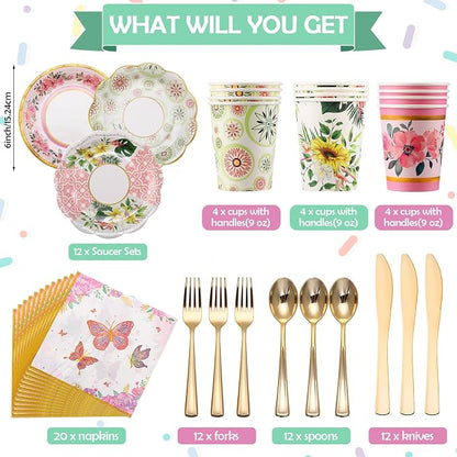 Layhit 83 Pcs Disposable Tea Party Set - Image 3