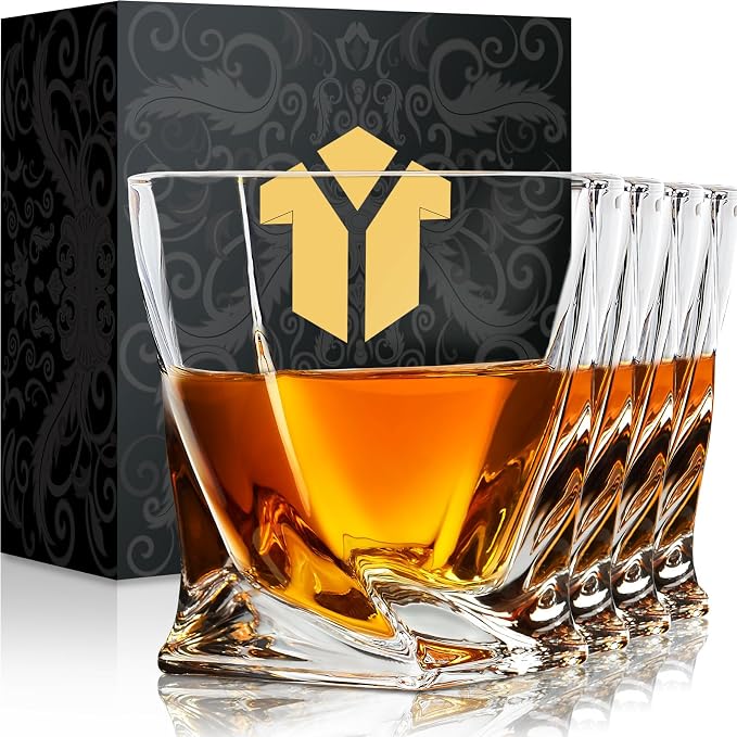 KITNATS Old Fashioned Whiskey Glasses 10 OZ Rocks Glasses Set of 4, Gift Box by KITNATS