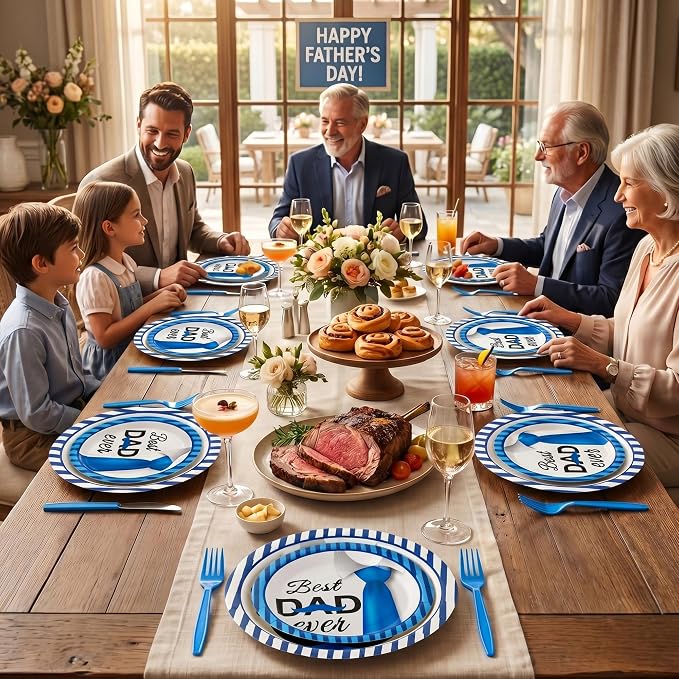 100 Pcs Disposable Father's Day Party Tableware Set - Image 6