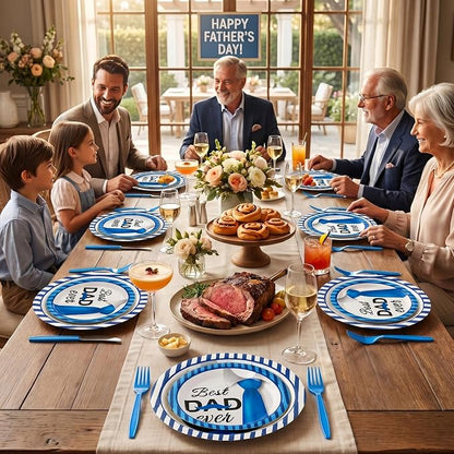 100 Pcs Disposable Father's Day Party Tableware Set - Image 6
