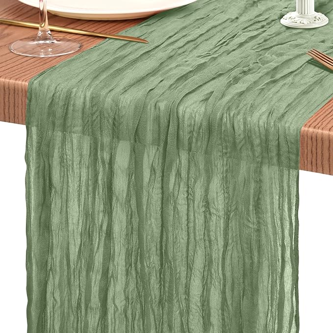 4 Pack Cheesecloth Table Runner 10FT Sage Green Table Runner Boho Gauze Cheese - Image 9