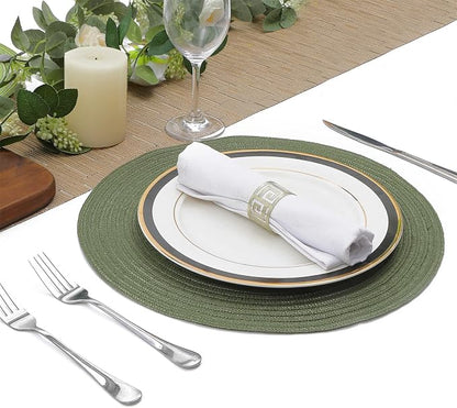 SHACOS Round Placemats Set of 4 Washable 15 inch Round Table Mats Cotton - Image 2