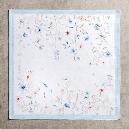 Maison d' Hermine Cloth Napkins Set of 4 100% Cotton for Thanksgiving Christmas Decorations Everyday Reusable Square Fall Napkins Cloth Washable Dinner Party (Ice Florals, 20"x20")