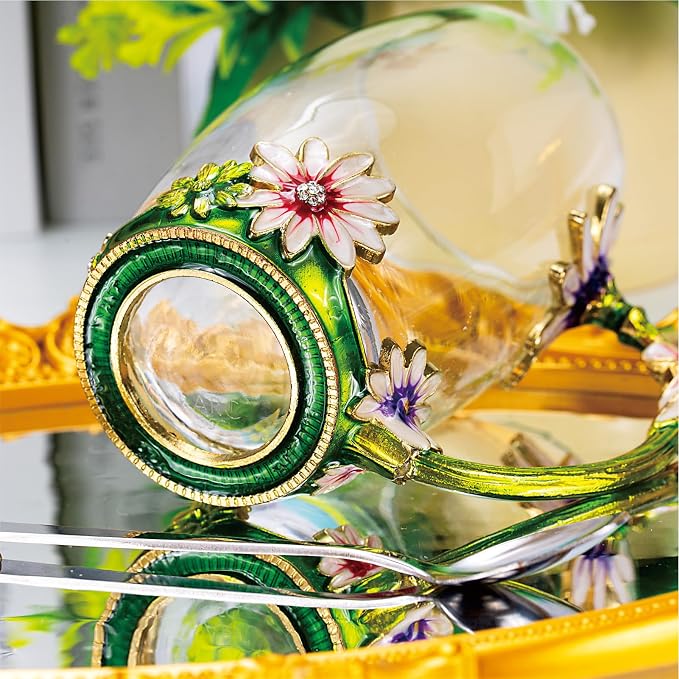 Flower Tea Cup, Daisy Flower Clear Glass Fancy Coffee Mug - Image 5