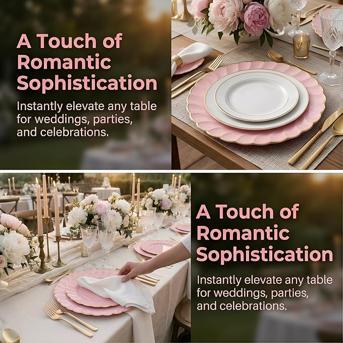 13 Inch Pink Scalloped Charger Plates - Image 5
