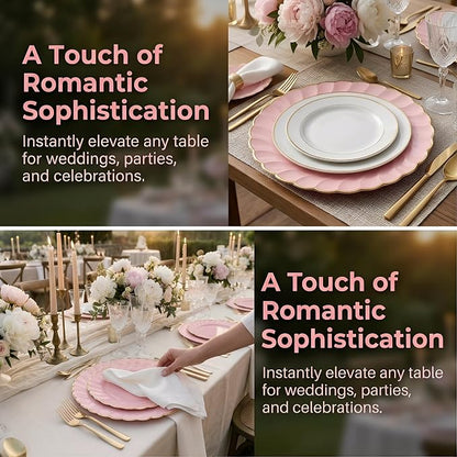 13 Inch Pink Scalloped Charger Plates - Image 5