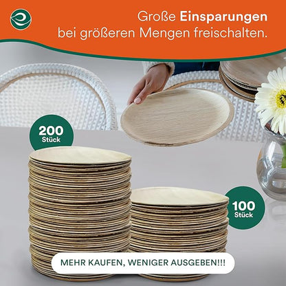 ECO SOUL Palm Leaf Plates 8"(400 Count) Round Compostable Bamboo Plates Heavy- Duty, Biodegradable Eco-Friendly Dinnerware for Party Dinner, Wedding, Holiday & Event