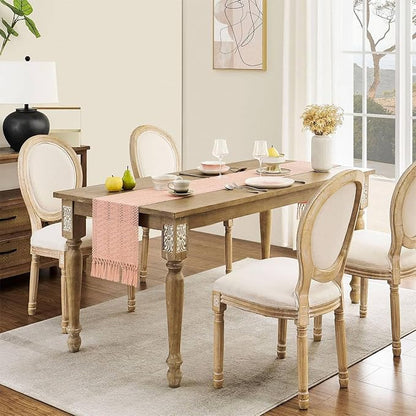 Boho Table Runner for Pink Tassel Home Decor 72 Inches Long, Rustic Macrame - Image 2