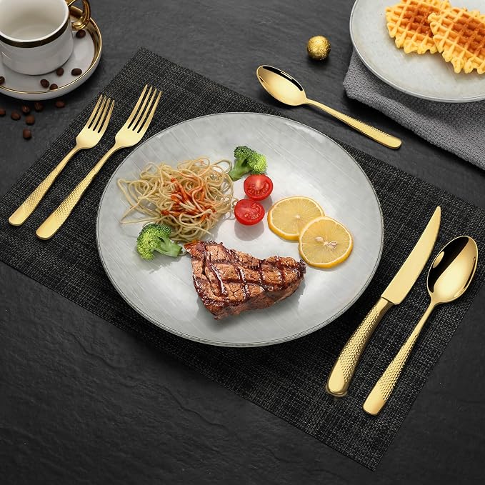 20-Piece Hammered Gold Silverware Set - Image 7