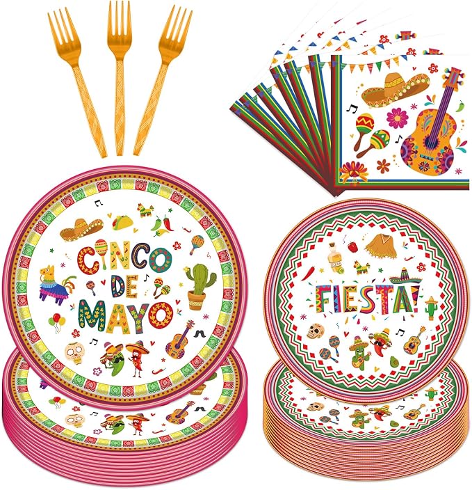 Rakuto Cinco De Mayo Party Decorations, Taco Theme Forks Birthday Decor by Rakuto