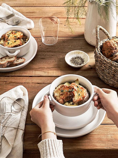 LE TAUCI Soup Bowls with Handles - 22 oz Lead-Free Ceramic French Onion Crocks - Image 6