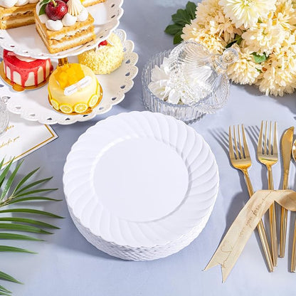 U-QE 100 Count White Plastic Plates - Image 5