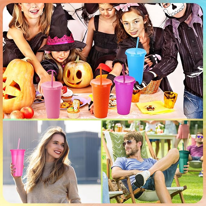 Honeydak 100 Pack Tumbler with Straw and Lid Bulk Glitter Plastic Cups Water - Image 7