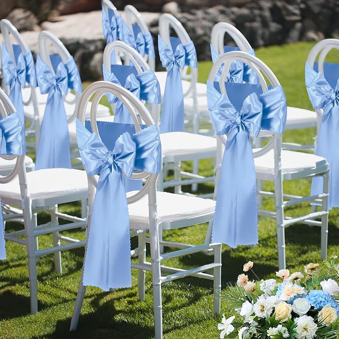 VACVELT Light Blue Satin Table Runners, 12x72 Inch, 12 Pack, Scalloped Edge | - Image 9