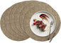 15 inch Faux Leather Round Placemats Set of 6 Non-Slip Washable Wipeable Table Mats, Heat Resistant Waterproof Oilproof Light Coffee Place Mats for Kitchen, Dining, Party, Indoor, Outdoor