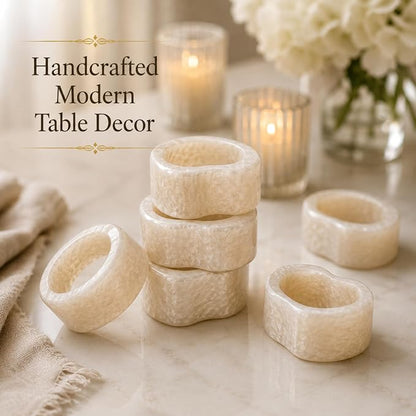 White Resin Napkin Rings, 2x2.25x0.75 in each, handcrafted resin, dining & - Image 5