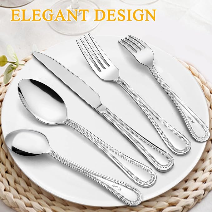 LIANYU Silverware Flatware Set for 8, 40-Piece Stainless Steel Eating Utensils - Image 3