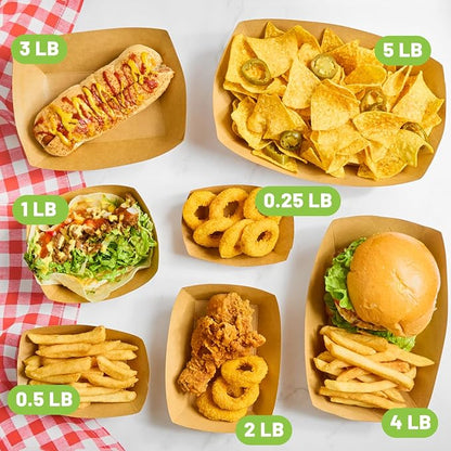 ZORRITA Large Paper Food Trays, 4 LB, 100 Pack | Disposable, Kraft Paper - Image 6