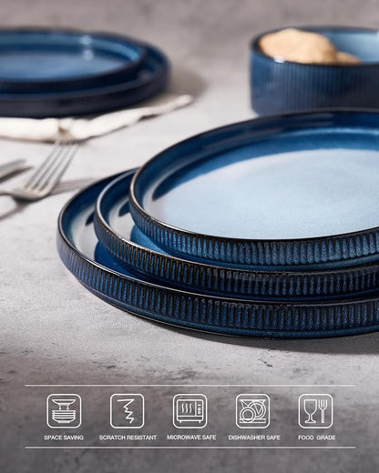 famiware Star Salad Plates for 6, 8 inches Plate Set, Stoneware Dinnerware - Image 4