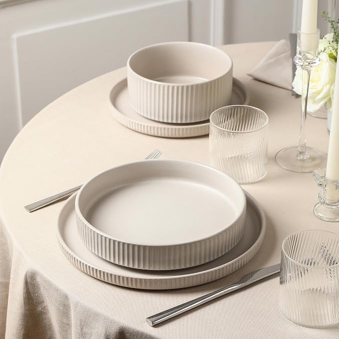 Stone Lain Haven Modern Stoneware 4 Piece Pasta Bowl Sets, Dish Set - Image 3