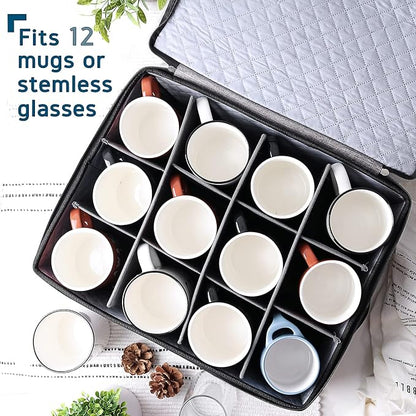 Hearth & Harbor Coffee Mug Storage, Quilted and Stackable Coffee Cup Storage - Image 3