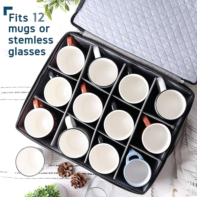 Coffee Mug Storage, 2 Pack Quilted and Stackable Coffee Cup Storage Organizer - Image 5
