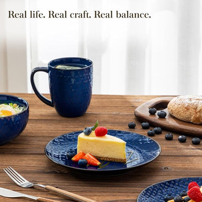 MALACASA 16 Pieces Dinnerware Sets, Farmhouse Plates and Bowls Sets, Embossed - Image 7