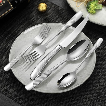Hammered 30 Pieces Set Silverware Set - Image 2