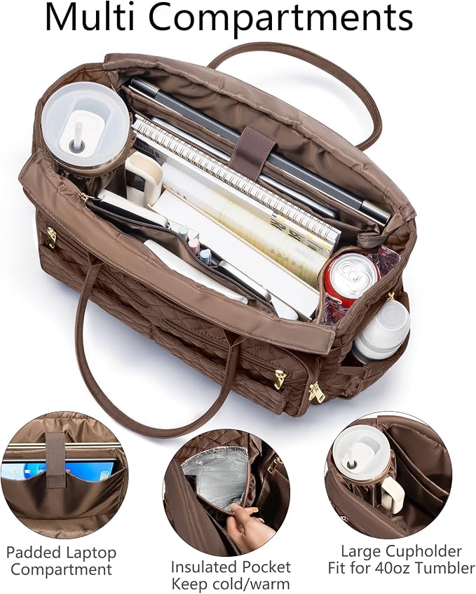 Bagstellar Teacher Tote Bag for Women, 15.6" Laptop Work Tote Computer Bag | - Image 3