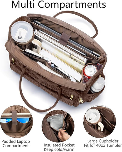 Bagstellar Teacher Tote Bag for Women, 15.6" Laptop Work Tote Computer Bag | - Image 3