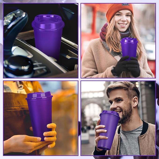 Domensi 15 Pack Reusable Plastic Coffee Cups - Image 6