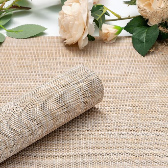 Myir JUN Beige Table Runner Home Decor Dining Table Runners | Vinyl Table - Image 2