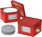 VERONLY China Storage Containers 2-Pack for Christmas and Holiday Dishes, Hard Shell Stackable Box with Felt Dividers, Holds 24 Fine Dinner Plates,Red