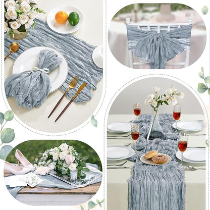 AGIRL 6 Pack Dusty Blue Cheesecloth Table Runner 10FT Boho Home Decor | Rustic - Image 6