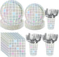 250Pcs Disco Party 70s Disco Party Supplies, Serves 50 | Pink Silver Disco Ball by Greencian