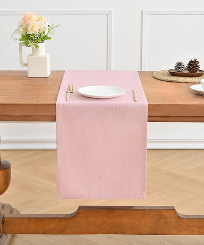 Wracra Linen Table Runner, Burlap Pink Table Runners 72 Inches Long | Rich - Image 5