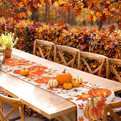 Gilprop 3 Pcs Fall Table Runners Pumpkin Tablecloth, 13x72 Inch | Farmhouse - Image 2