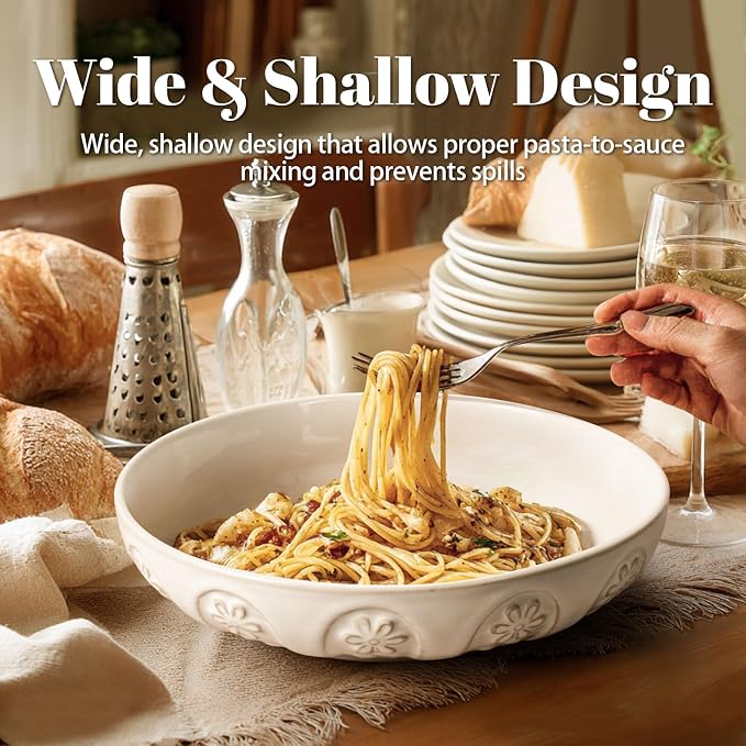 Pasta Bowls, 50oz Large Salad Serving Bowls, 9.75'' Plates Bowls Set of 4 - Image 3