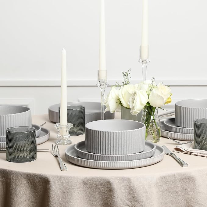 Stone Lain Haven Stoneware 32-Piece Dinnerware Set, Plates and Bowls Sets - Image 2