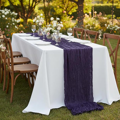1 Pack Dark Purple Cheesecloth Table Runner 120 Inch Boho Wedding Decor | - Image 8