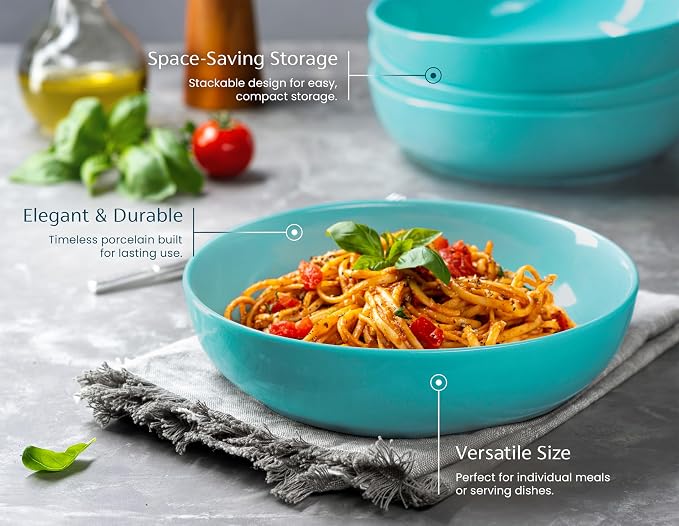 KooK Pasta Bowl, Salad Bowls, Serving Bowls, Large Capacity, Microwave & - Image 2