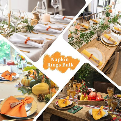 APTWOW Napkin Rings Set of 6, Thanksgiving Farmhouse Napkins Rings - Image 6