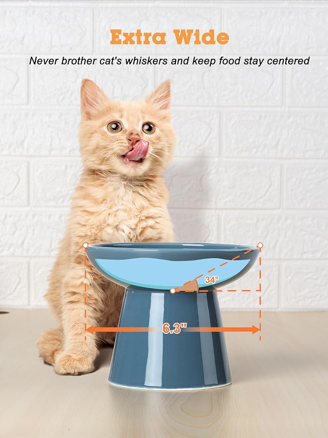 LoeJan Elevated Cat Food and Water Bowls Set, Extra Wide and Raised Ceramic - Image 4
