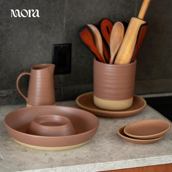 Mora Ceramic Chips and Dip Serving Tray: Large Divided Party Bowl Set - Image 5