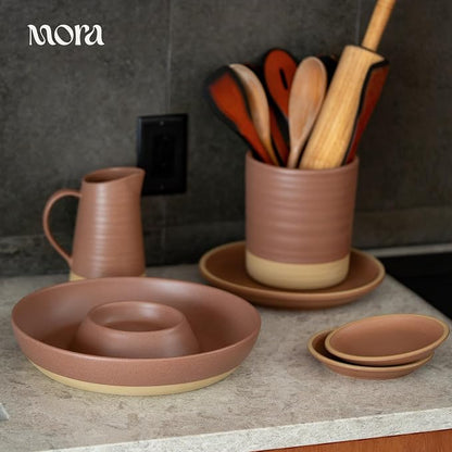 Mora Ceramic Chips and Dip Serving Tray: Large Divided Party Bowl Set - Image 5