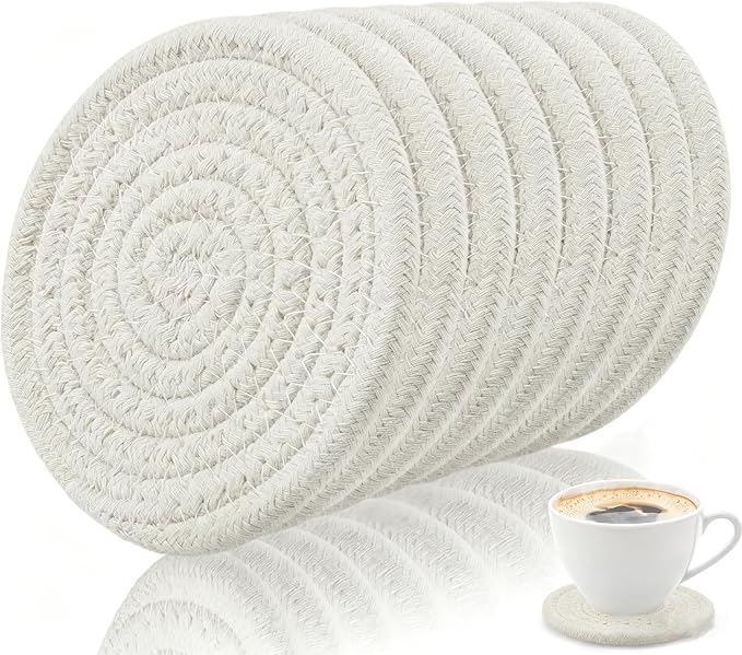 Coasters Set of 8, Cotton Woven, 4.3 inches, by Unknown