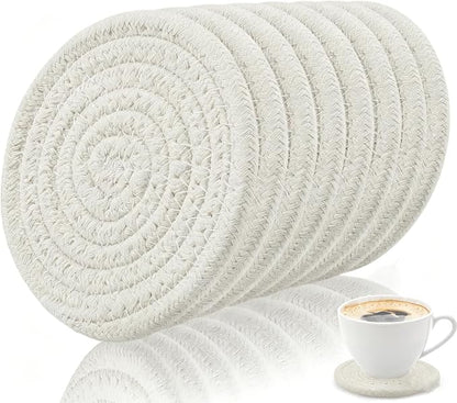 Coasters Set of 8, Cotton Woven, 4.3 inches, by Unknown