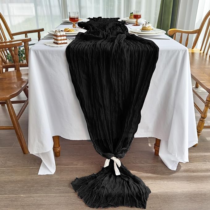 IVAPUPU Black Table Runner 120 Inches - Image 2