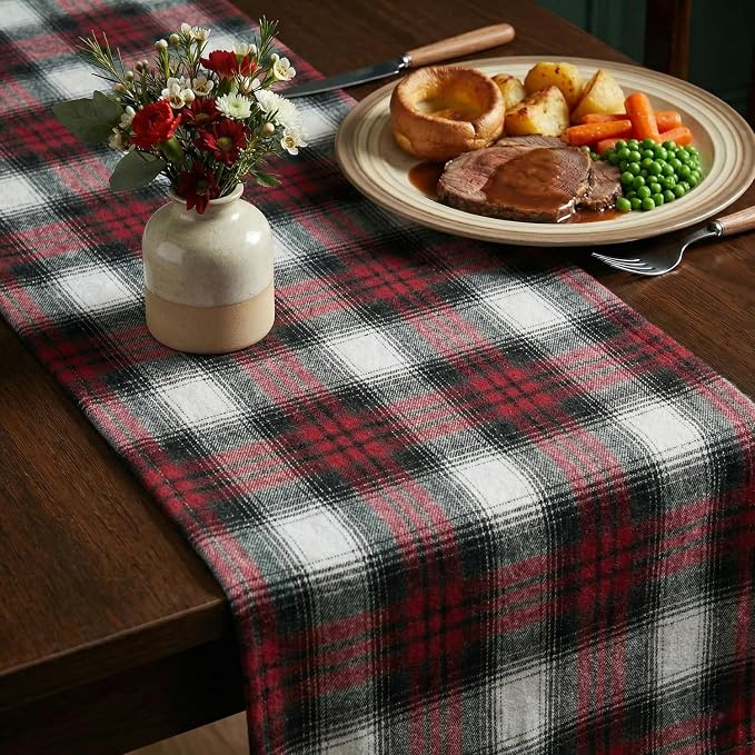 Artoid Mode Red Black Farmhouse Plaid Christmas Table Runner, Valentine Rustic - Image 4